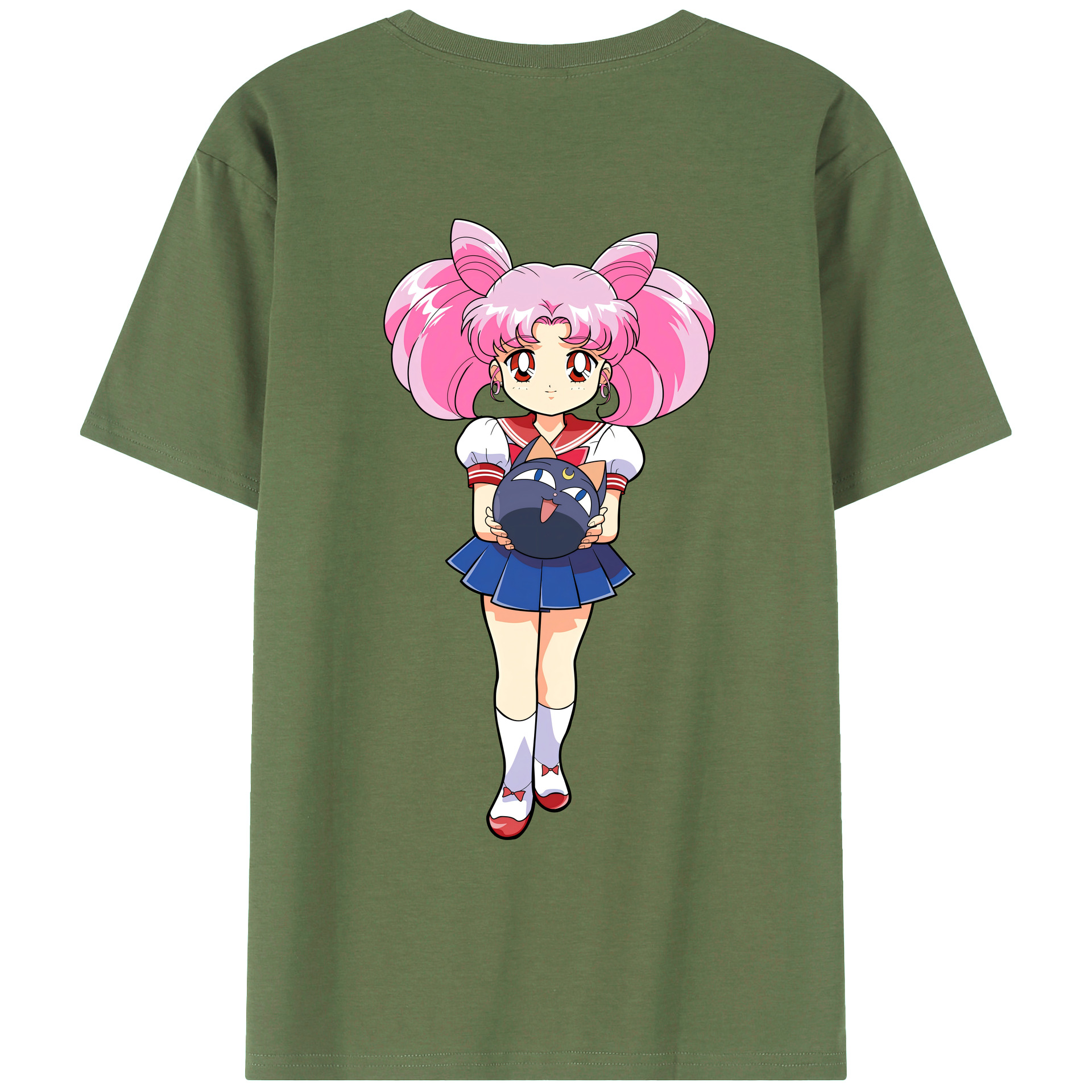 （画像用） 美少女戦士セーラームーン ちびうさ Sailor Moon Chibiusa Tsukino Usagi Small Lady Serenity 綿100％ メンズ半袖Tシャツ（バックプリント） 通気性